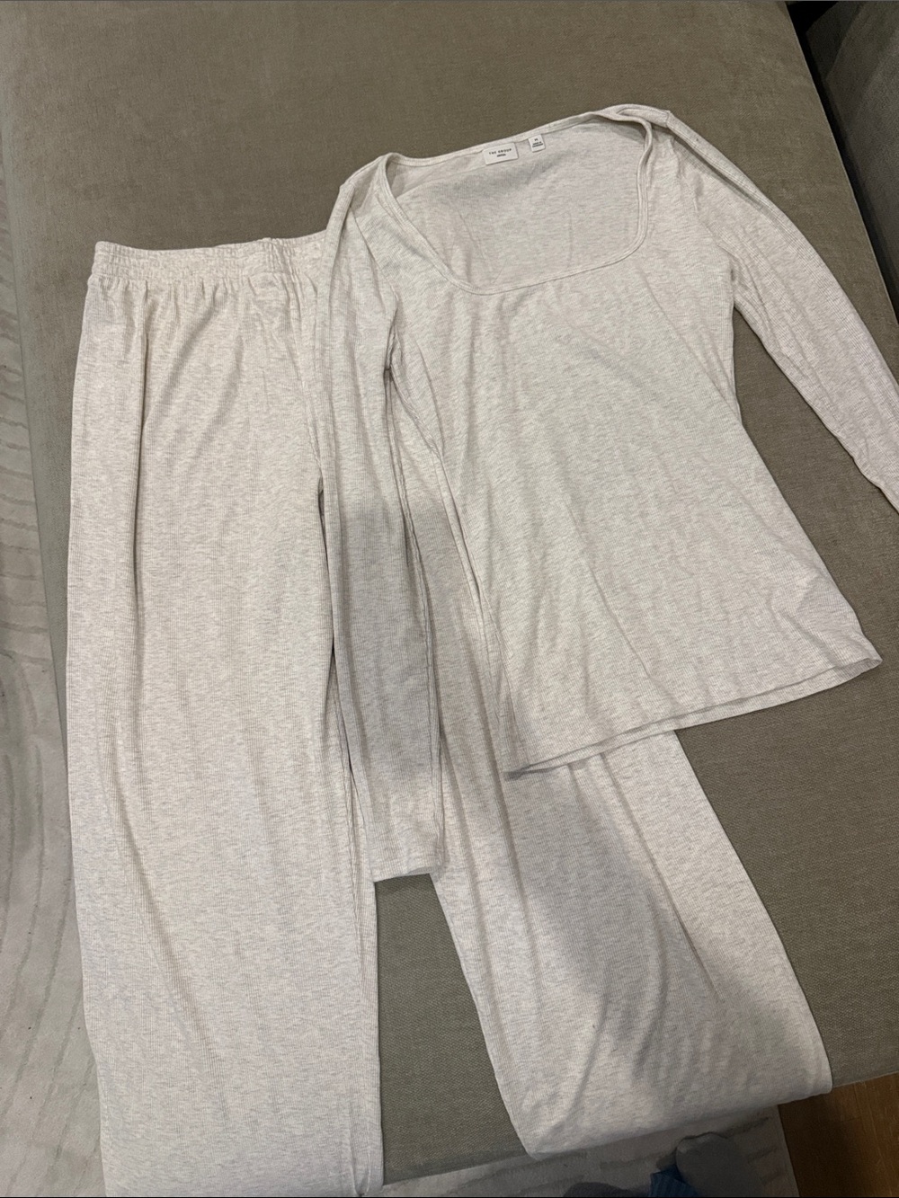 Aritzia Light Gray Long Sleeve Pajama Set